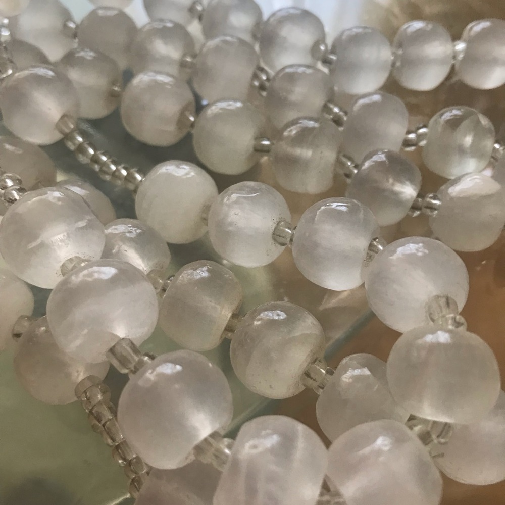 Transparent white onyx rosary natural. Stone